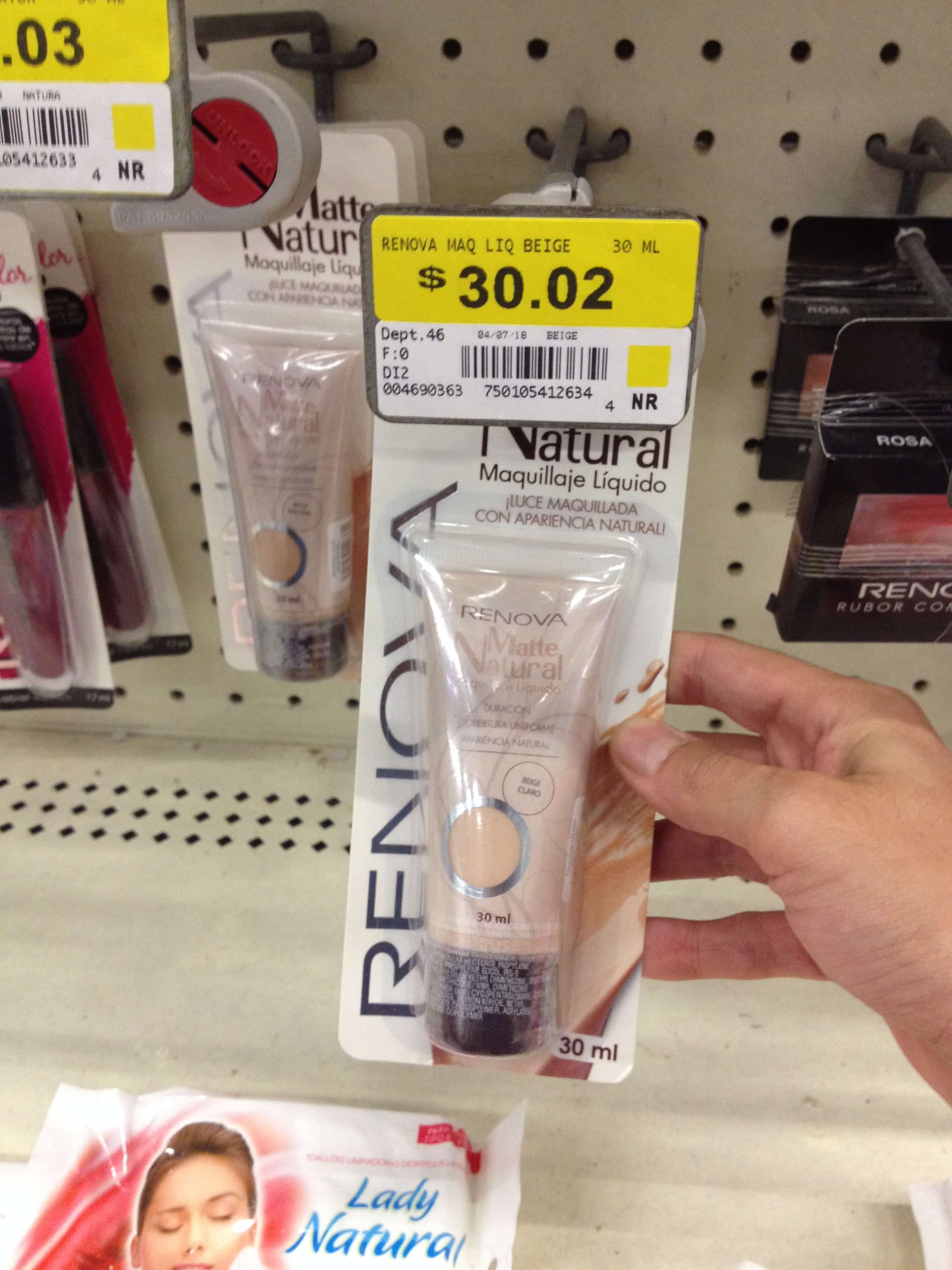 $ – Bodega Aurrerá – Maquillaje líquido RENOVA Natural / Envase de  30ml. con el 75% de descuento… - LiquidaZona
