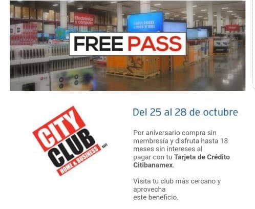 City Club - Free Pass del 25 al 28 de octubre de 2018 / Compra sin  membresía, obtén precios especiales, descuentos y más... - LiquidaZona