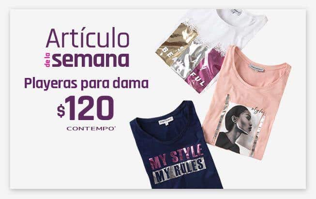 Suburbia - Artículo de la semana - Playera estampada para dama marca  Contempo a $120 c/u / Variedad de modelos a $120 del 16 al 22 de marzo de  2020 - LiquidaZona