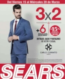Sears – 3X2 + 6 MSI ó 15% de descuento en trajes, sacos y pantalones para caballero del 15 al 20 de marzo…