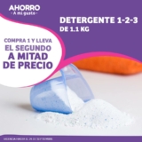 Soriana Híper – 50% de descuento en la segunda compra en detergentes 1-2-3 de 1.1Kg…