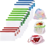 Set de 12 Bolsas lavables reutilizables de malla para frutas y vegetales a un precio genial…