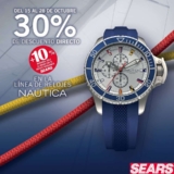 Sears – 30% de descuento directo + 10% adicional en relojes Náutica del 15 al 28 de octubre de 2018…