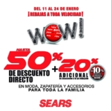 Sears – WOW SEGUNDAS Rebajas 2019 / Hasta 50% de descuento + 20% adicional en ropa calzado y accesorios del 11 a 44 de enero de 2019…