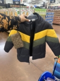 $90.02 – Walmart – Chamarra George Acolchada con Capucha de Bloques / Tono verde amarillo y negro talla 6 con el 80% de descuento…