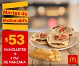 McDonald’s – Martes de MacDonald’s / McMolletes + Pay de Manzana a $53 usando cupón este 26 de marzo de 2019..